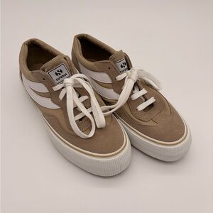 Womens SUPERGA tan and White Sneakers